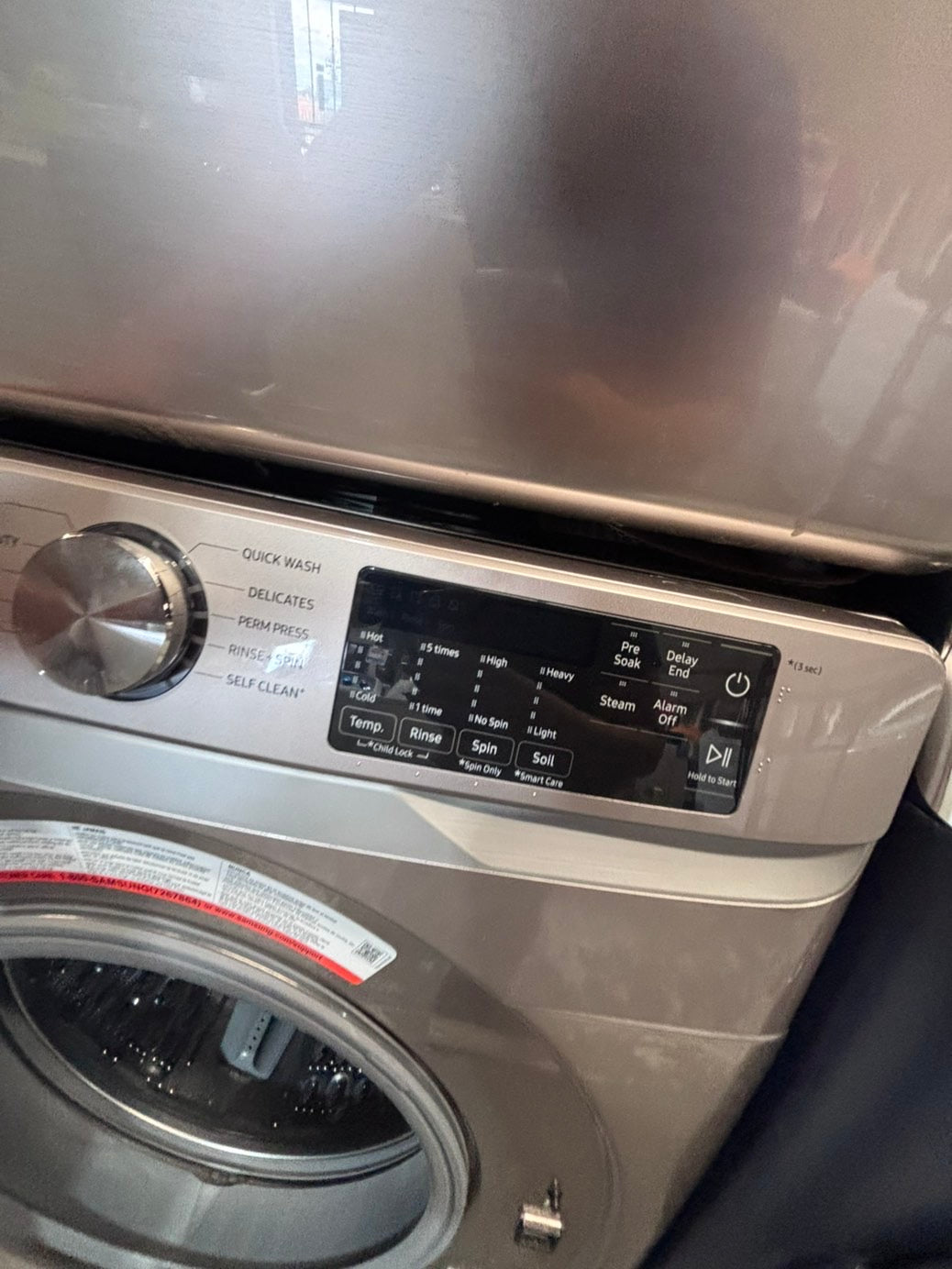>*Samsung steam ENERGY STAR washer 4.5 cu ft & dryer 7.5 cu ft set electric steam 220v front load stackable or side by side - sensor dry ,gray color #FWD4Q1SET