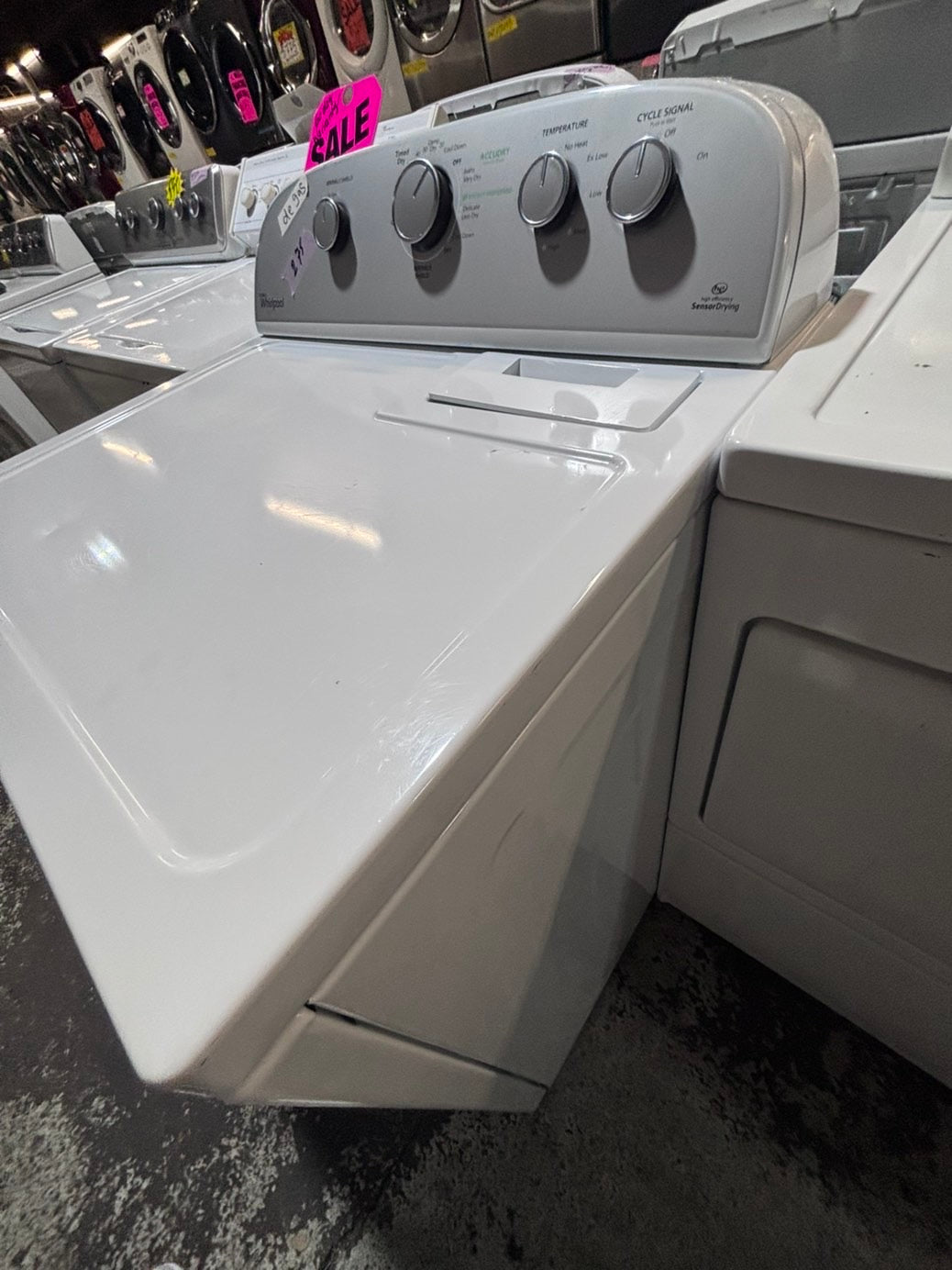 >*whirlpool 29” large capacity gas  dryer 110v side by side used-refurbished #M99AMAB