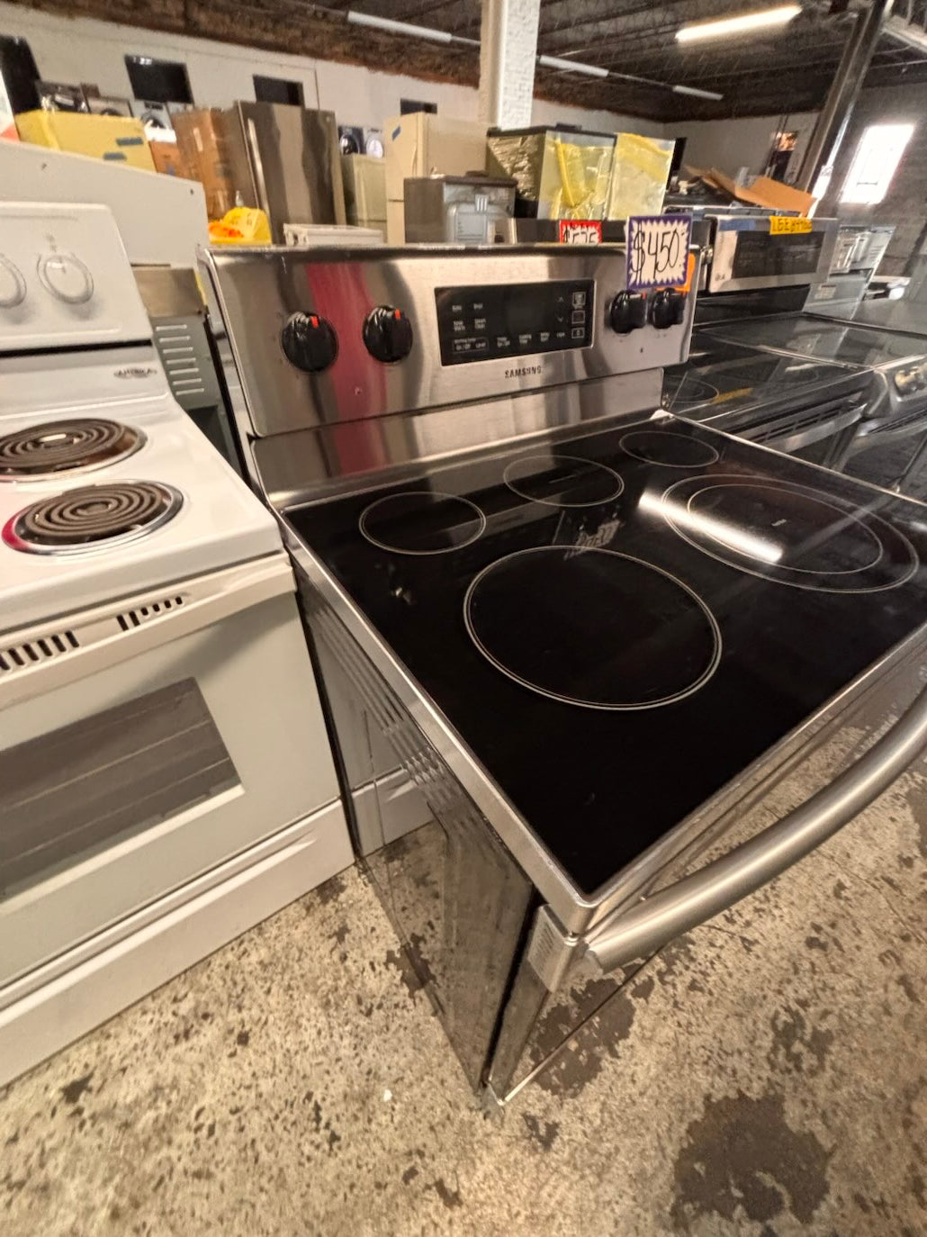 }} Samsung electric 220v glass top range bake Broil roast self clean oven stainless steel working 💯  with warranty ! 30" used-Refurbished #SEST381B