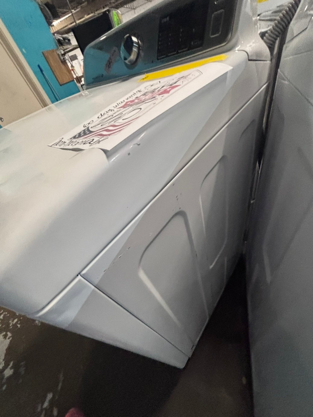 >*july 4th sale 🇺🇸samsung white  top top load washer large capacity & dryer set electric 220v side x side top load stainless steel drum white color used-refurbished #WSYH55B