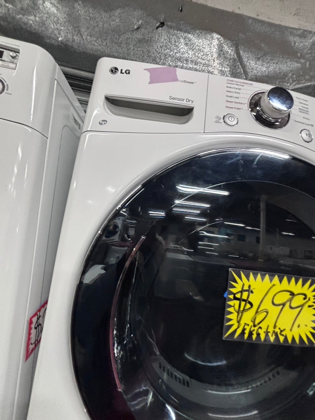 >LG washer 4.5 cu ft & steam dryer 7.5 cu ft set electric 220v front load stackable or side by side - sensor dry He in white   #WM51B