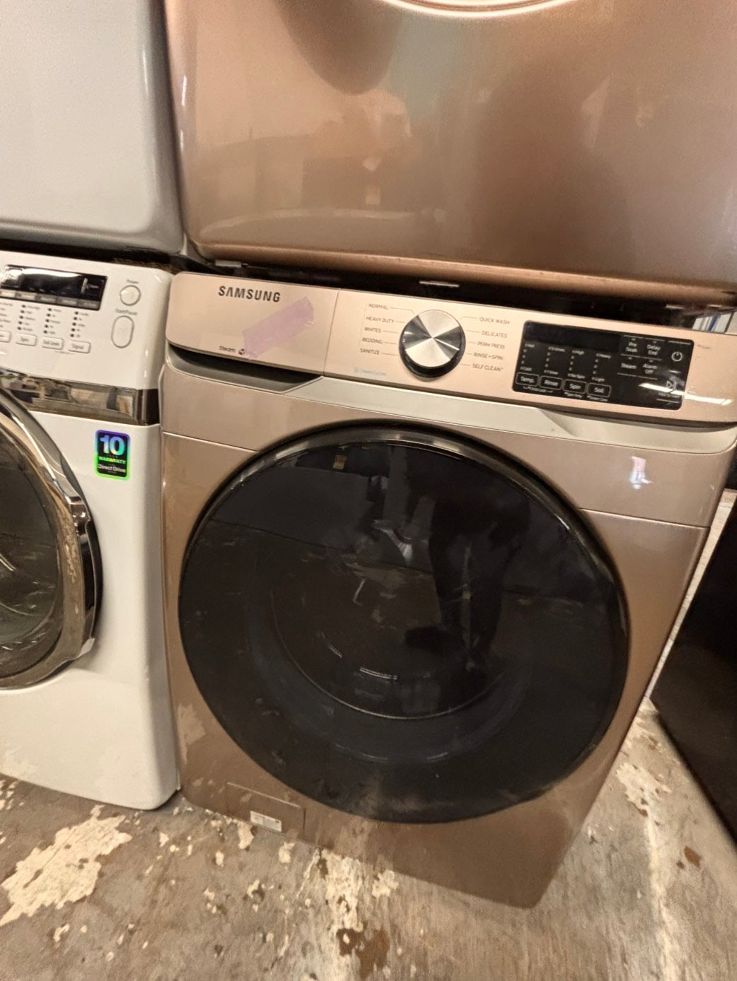 >*Samsung steam washer 4.5 cu ft & dryer 7.5 cu ft set electric steam 220v front load stackable or side by side - sensor dry He Tuscan  color  #W7TWWBSET