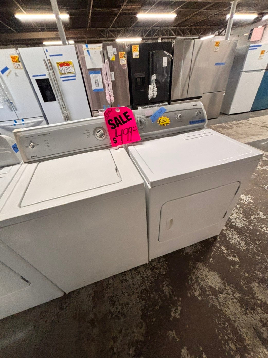 >special price‼️Kenmore top load washer w/agitator  & electric dryer flat back  220v  set top load side by side #WH7X3BSET
