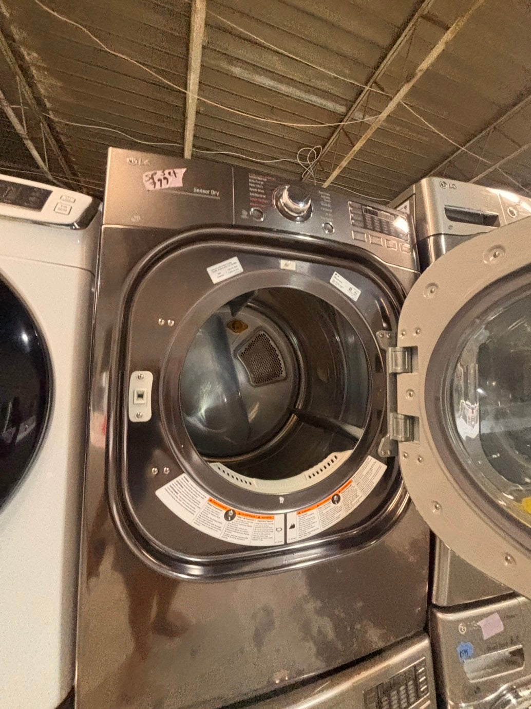 >*Used-great conditions refurbished LG steam washer 4.5cu ft & electric steam dryer 7.5 cu ft large capacity set electric 220v front load stackable or side by side - sensor dry He in silver-gray  #WXU6SET