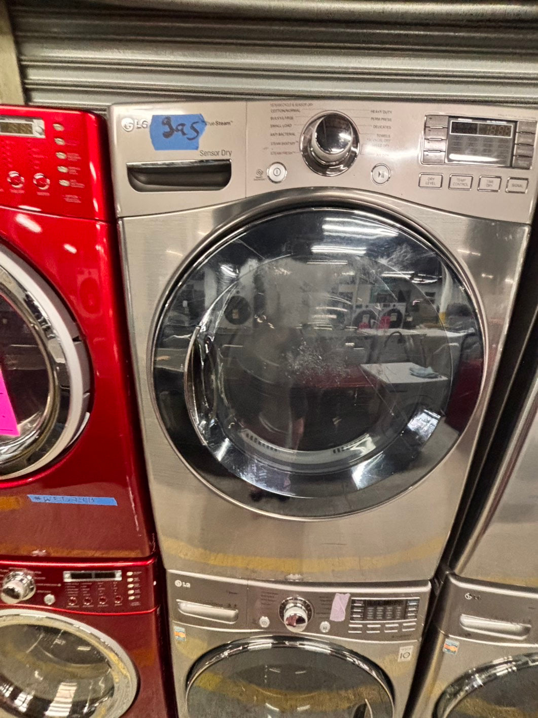 >special 🔥LG GAS  washer large capacity& dryer steam set front load stackable or side by side gray 27” in used-Refurbished #FWP33BSET
