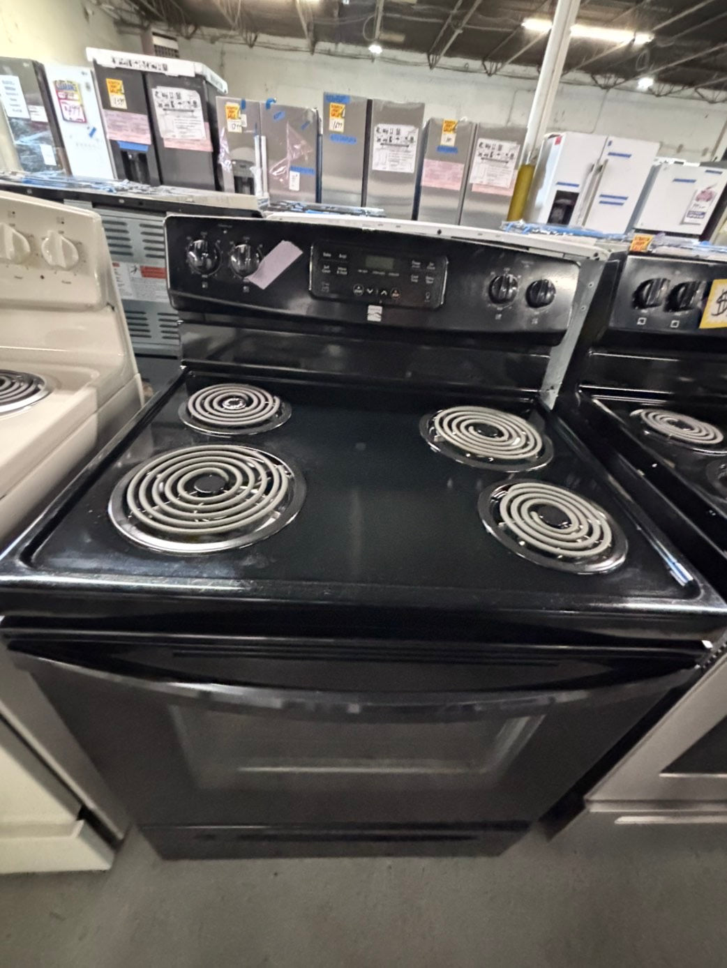 >frigidaire   stainless steel & black electric coil top range coil 220v bake /Broil 4 burner used-Refurbished  great condition 30" #FH15Z1B