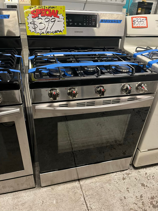- Samsung range 5 burner bake broil self clean stainless steel  30" ##GR236ACB