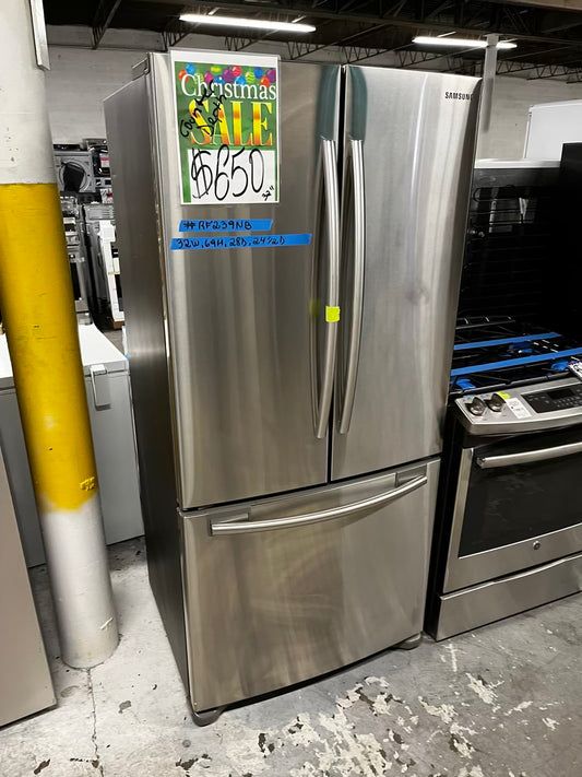 🎄Holiday Sale 🎁Used | Refurbished Samsung  32”  French door refrigerator counter depth stainless steel w/ice maker- stock number #RF239NB