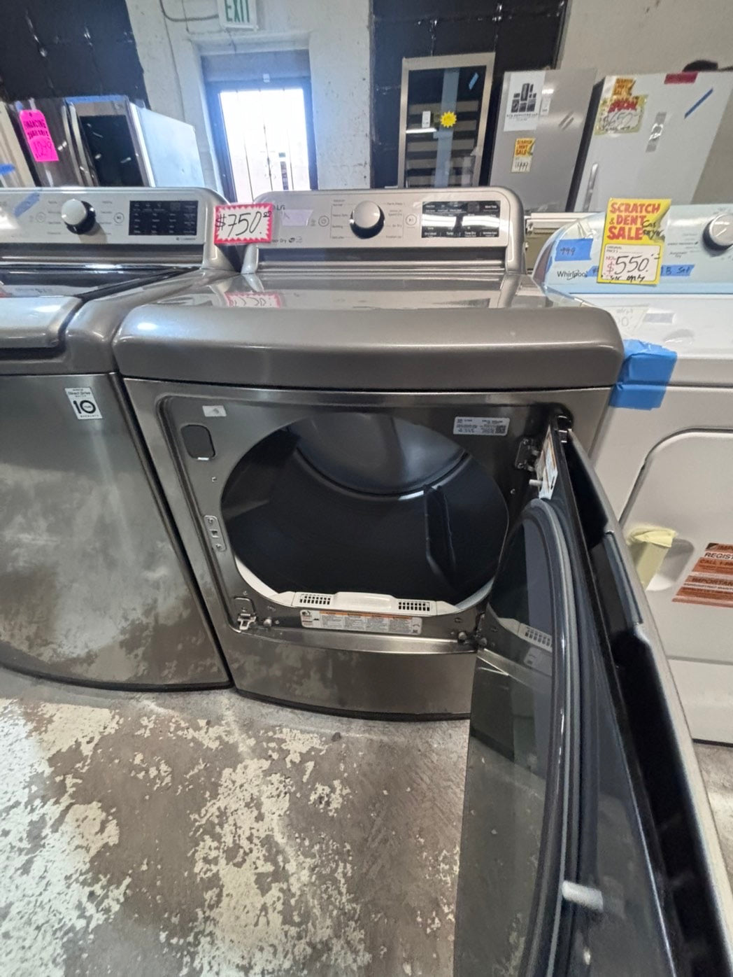 >> LG gray top top load washer large capacity & dryer set electric 220v side x side top load stainless steel drum gray color used-refurbished #WTL1TYB