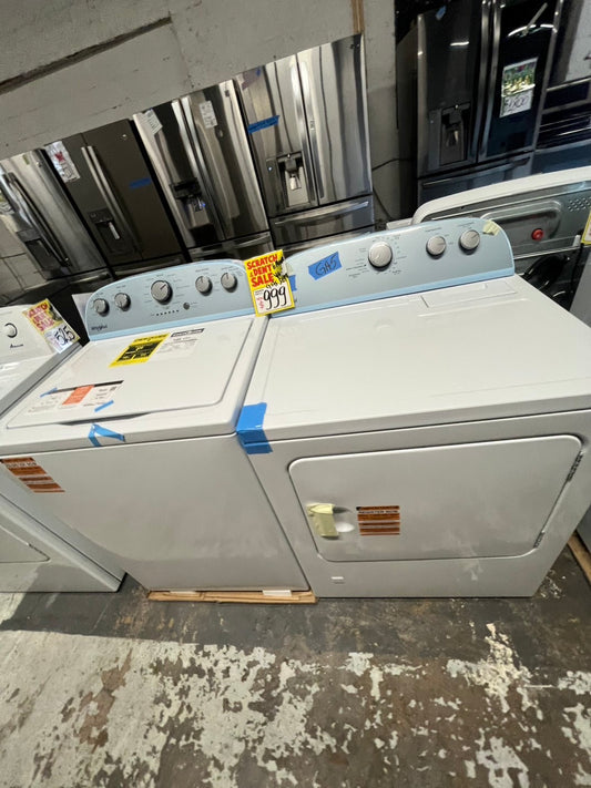 Open box 📦 New S/d whirlpool Top load washer 3.5cu.Ft  and  Top load Gas  dryer 7.cu.ft  set white #WDTPG21B
