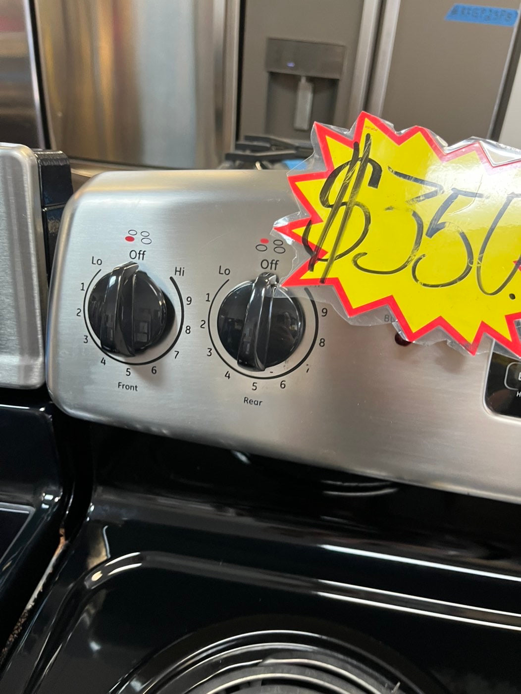=GE Coil Top electric stove white bake broil 4 burner Self clean 30” stainless steel used-Refurbished #ELGE28NL