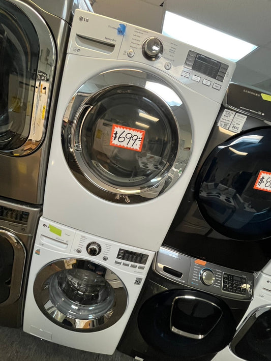 LG front load washer & TrueSteam sensor Dry front load dryer set electric 220v front load stackable in white 30" in Refurbished #WDPR20L