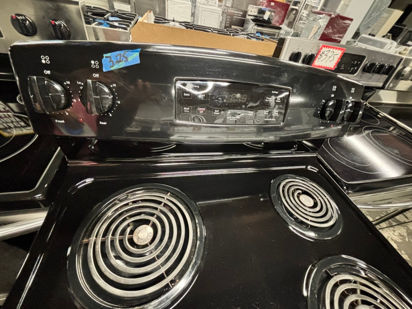 GE coils electric range 220v 4 burner coil Refurbished  bake Broil self clean in black 30" #RE8942JB-TR