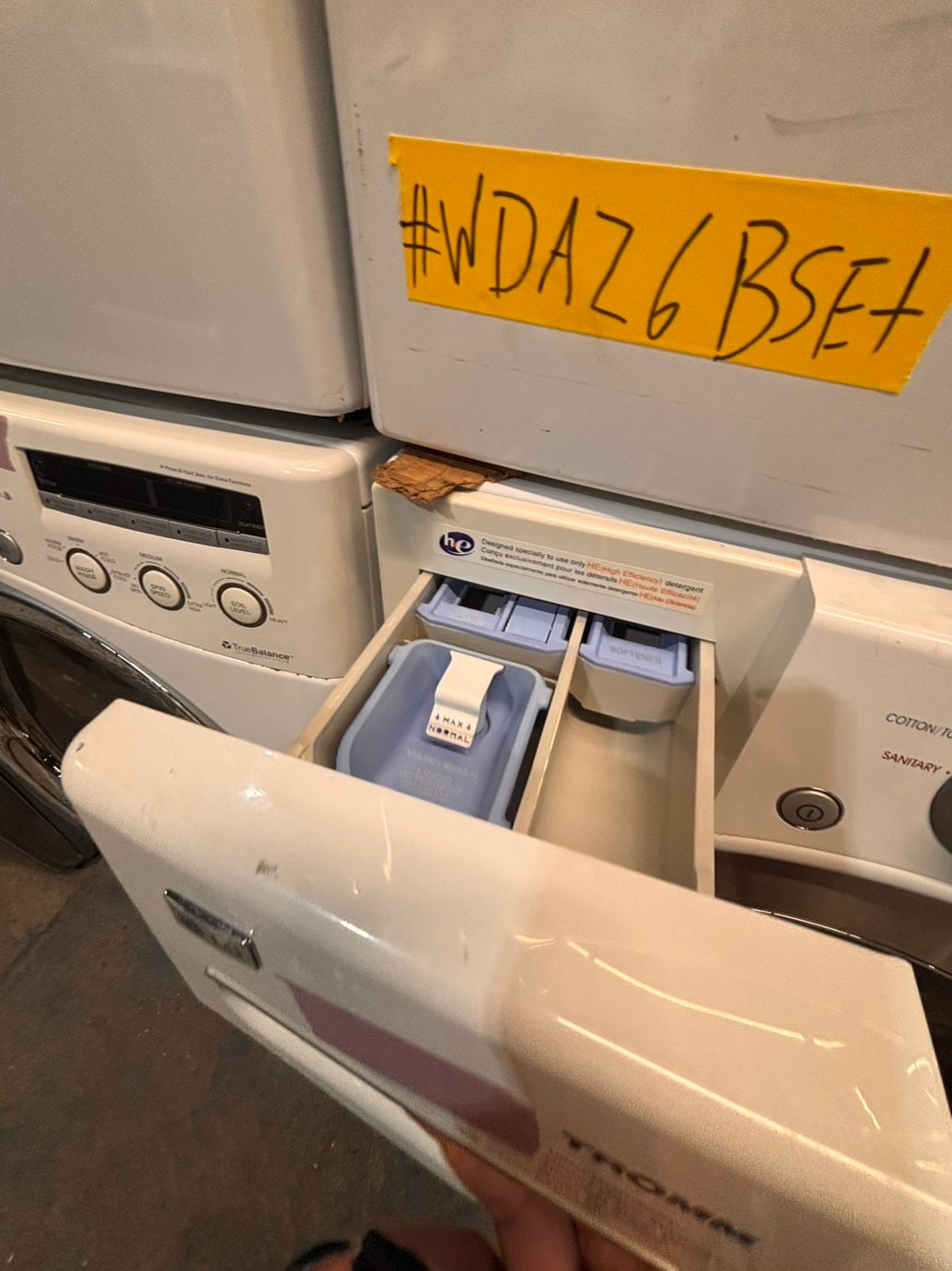 >* special🎉LG washer & dryer set electric 220v front load stackable or side by side - sensor dry in white  #WDAZ6SET