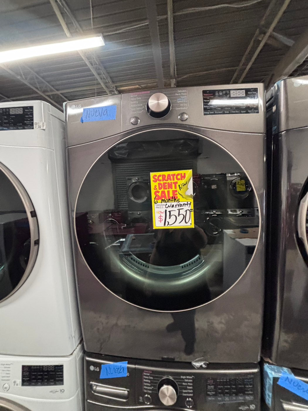 >>LG Open Box 📦 Scratch & Dent 4.5 cu. ft. Ultra Large Capacity Front Load Washer 
 & 7.4 cu. ft. Large Capacity Front Load Electric Dryer - black steel  Set / stock number #WD3A1CB