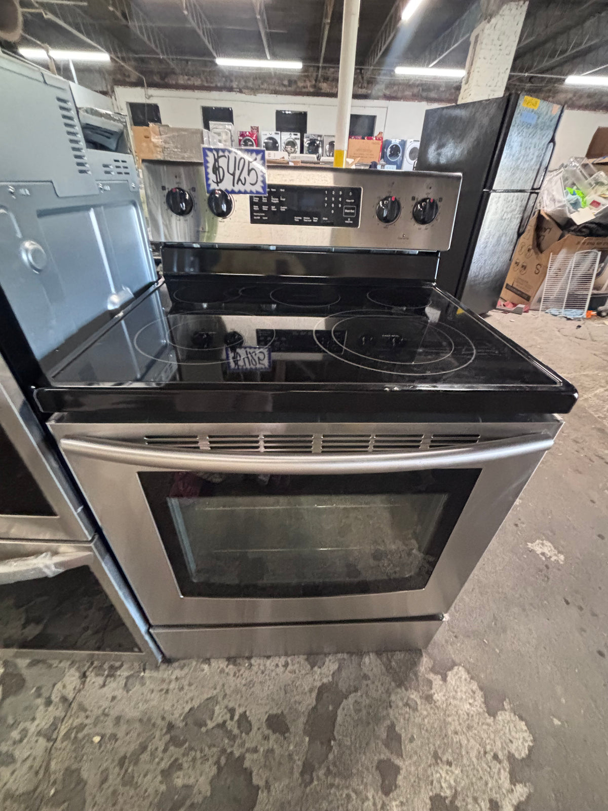 } samsung electric 220v glass top range bake Broil roast self clean convection oven stainless steel working 💯  with warranty ! 30" used-Refurbished #SAQS71B