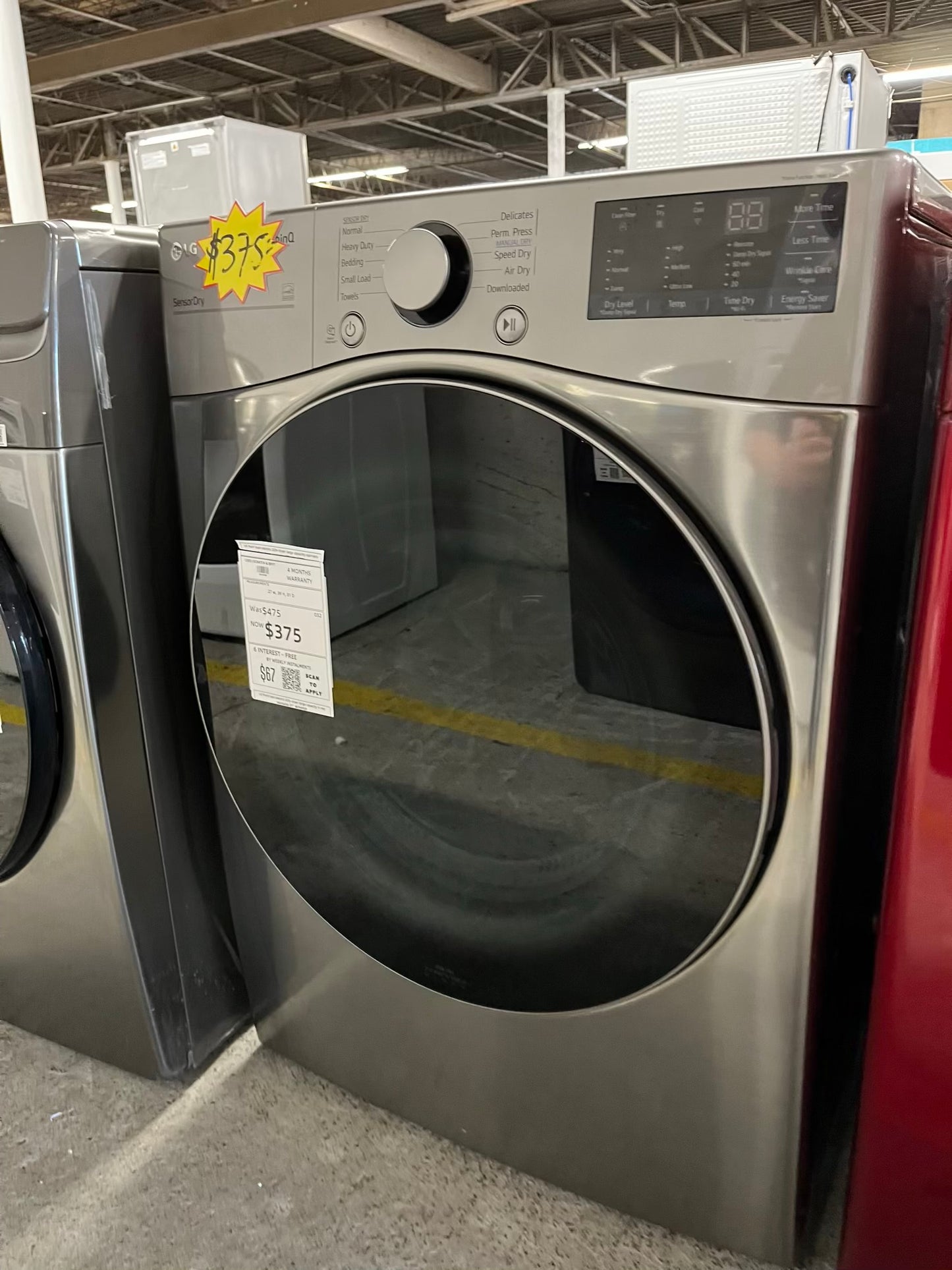 LG  front load stackable electric 220v dryer stainless steel  27" #ED399SB