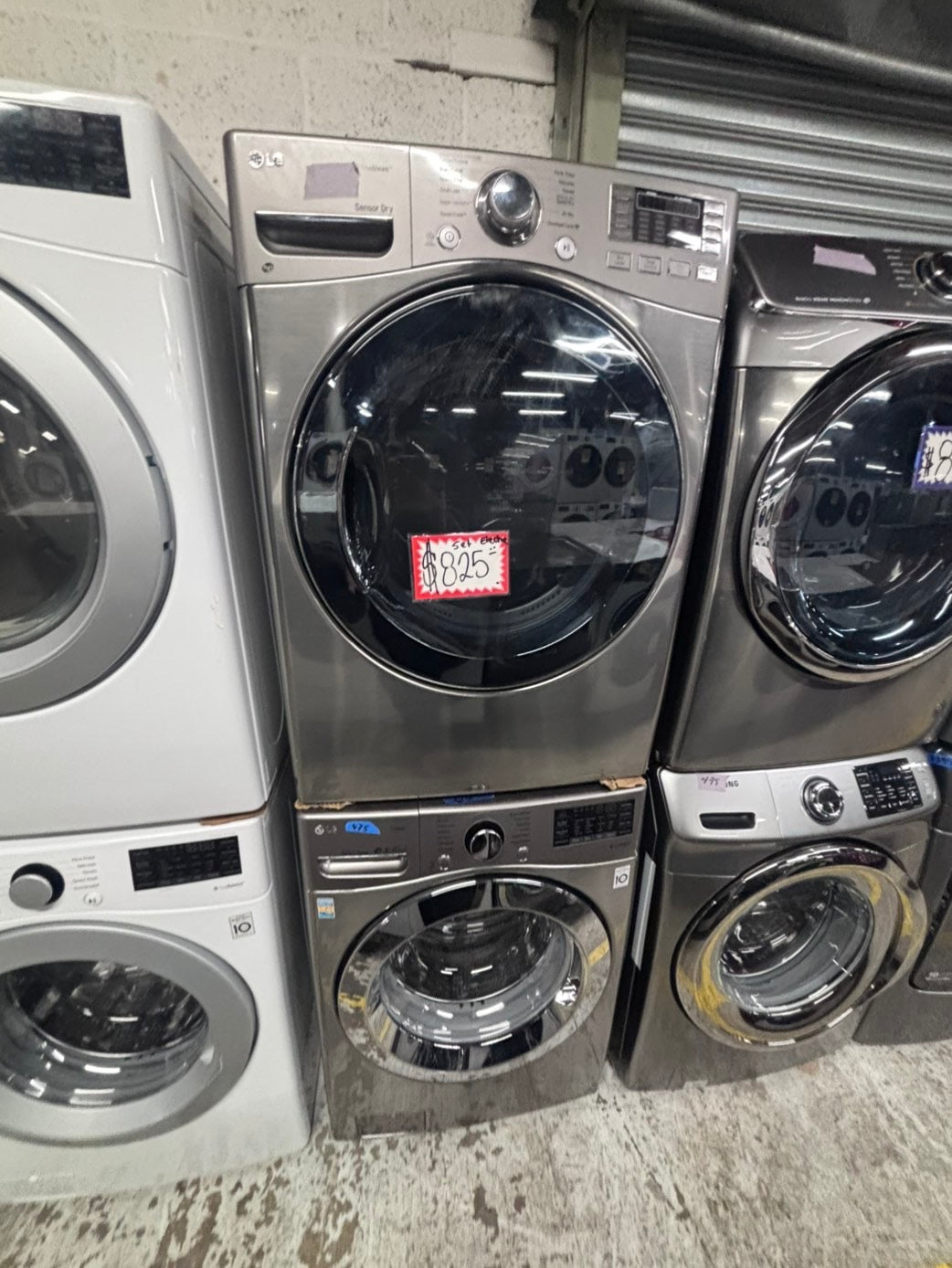 >*LG washer & dryer set electric 220v front load stackable or side by side - sensor dry in gray  #WGDS42BSET