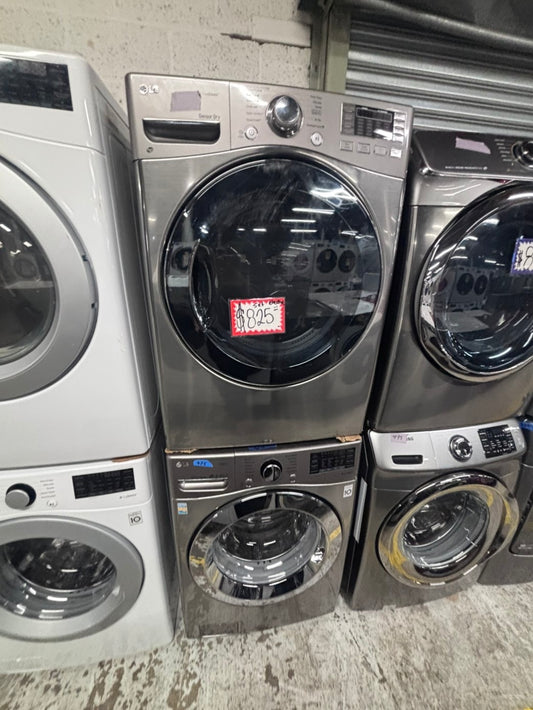 >*LG washer & dryer set electric 220v front load stackable or side by side - sensor dry in gray  #WGDS42BSET