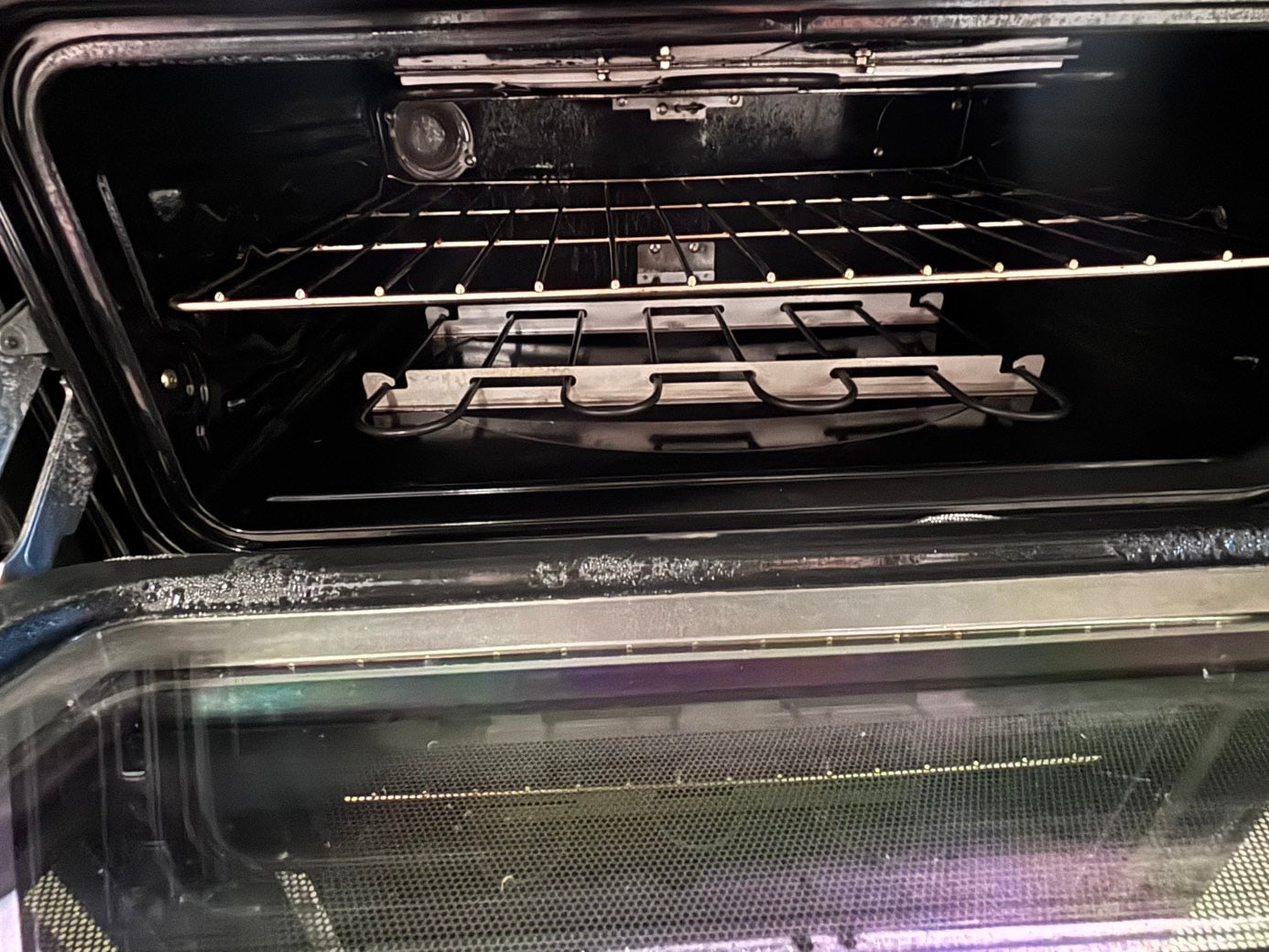 >*GE glass top double oven convection electric range 220v 5 burner stainless steel warm zone bake broil Refurbished fast boil 30" #GEGT16B