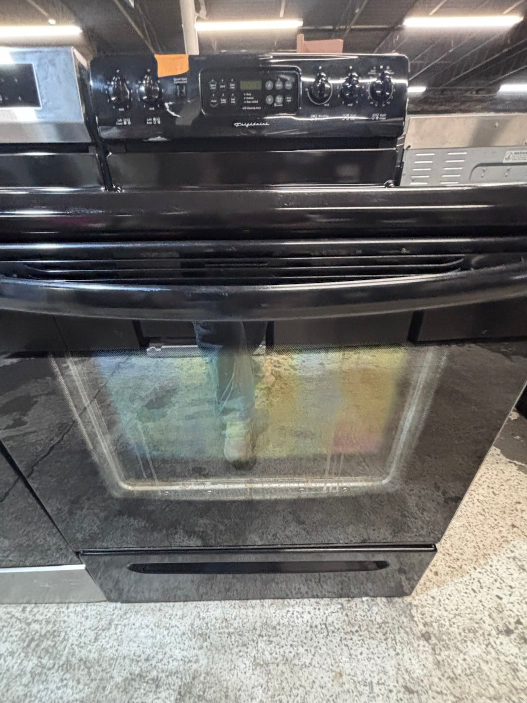}sale🎈Frigidaire black electric 220v glass top range 5 burners bake Broil roast self clean black color 30" used-Refurbished working 💯with warranty  #BEGE42B