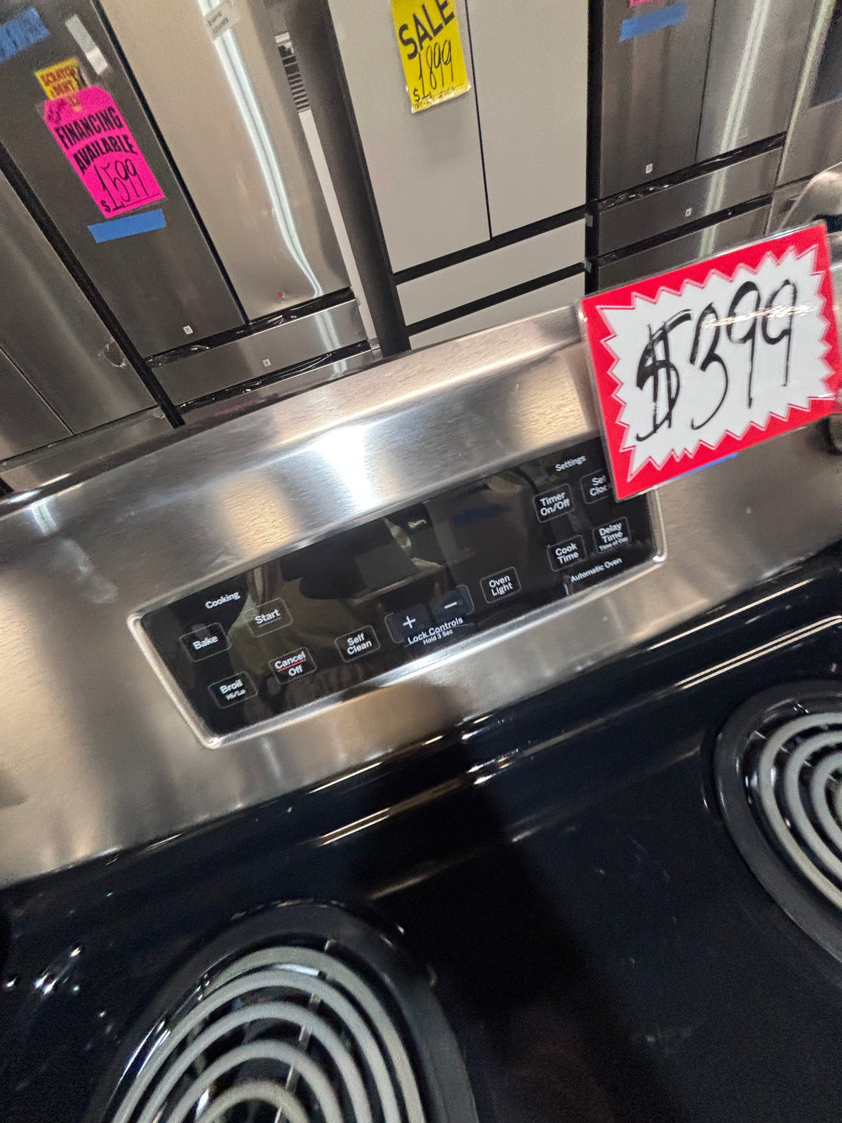 }GE black & silver electric coil top range coil 220v bake /Broil 4 burner used-Refurbished  great condition 30" #GASGE4B