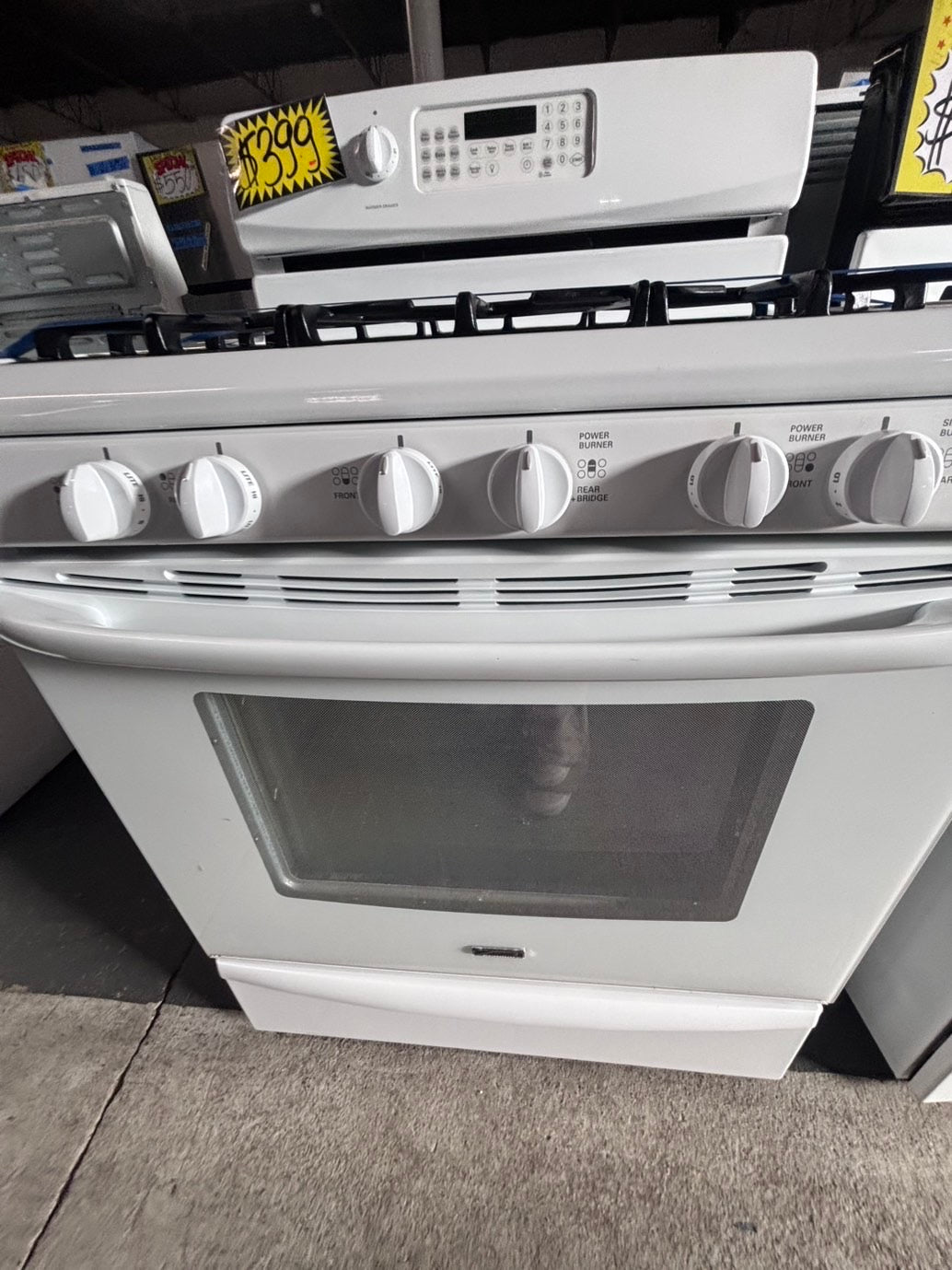 >kenmore Gas range 5 burner convection oven , bake broil Hi/Lo self clean in  white used-Refurbished 30” #KG3PRB