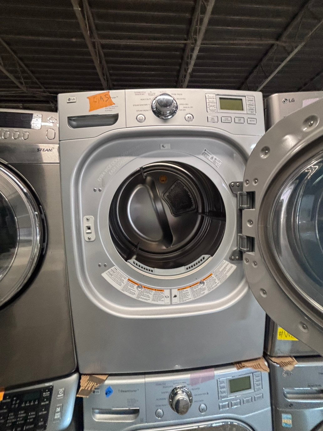 >*LG GAS  washer large capacity& dryer steam set front load stackable or side by side gray 27” in used-Refurbished #SFLG9B6ET