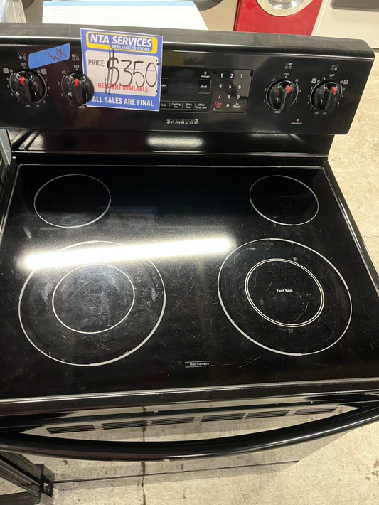 Samsung electric 220v glass top range ,bake Broil roast self clean , convection oven ,black  30" used-Refurbished #ERK67B