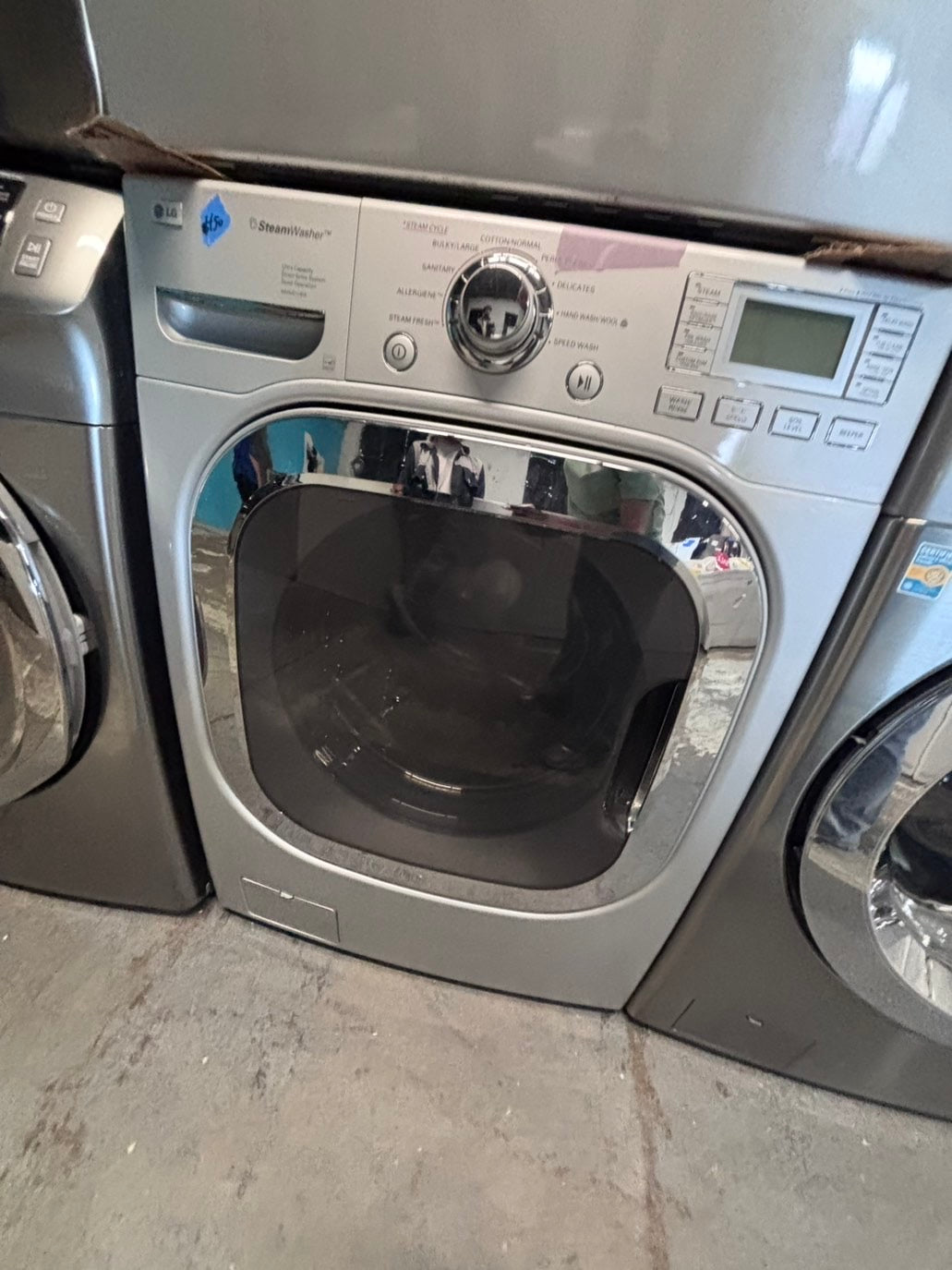 >*LG GAS  washer large capacity& dryer steam set front load stackable or side by side gray 27” in used-Refurbished #SFLG9B6ET