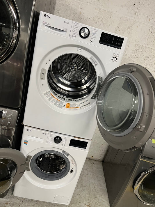 LG 24 white Front load washer and Steam electric dryer set stackable 240V #LG2455WB