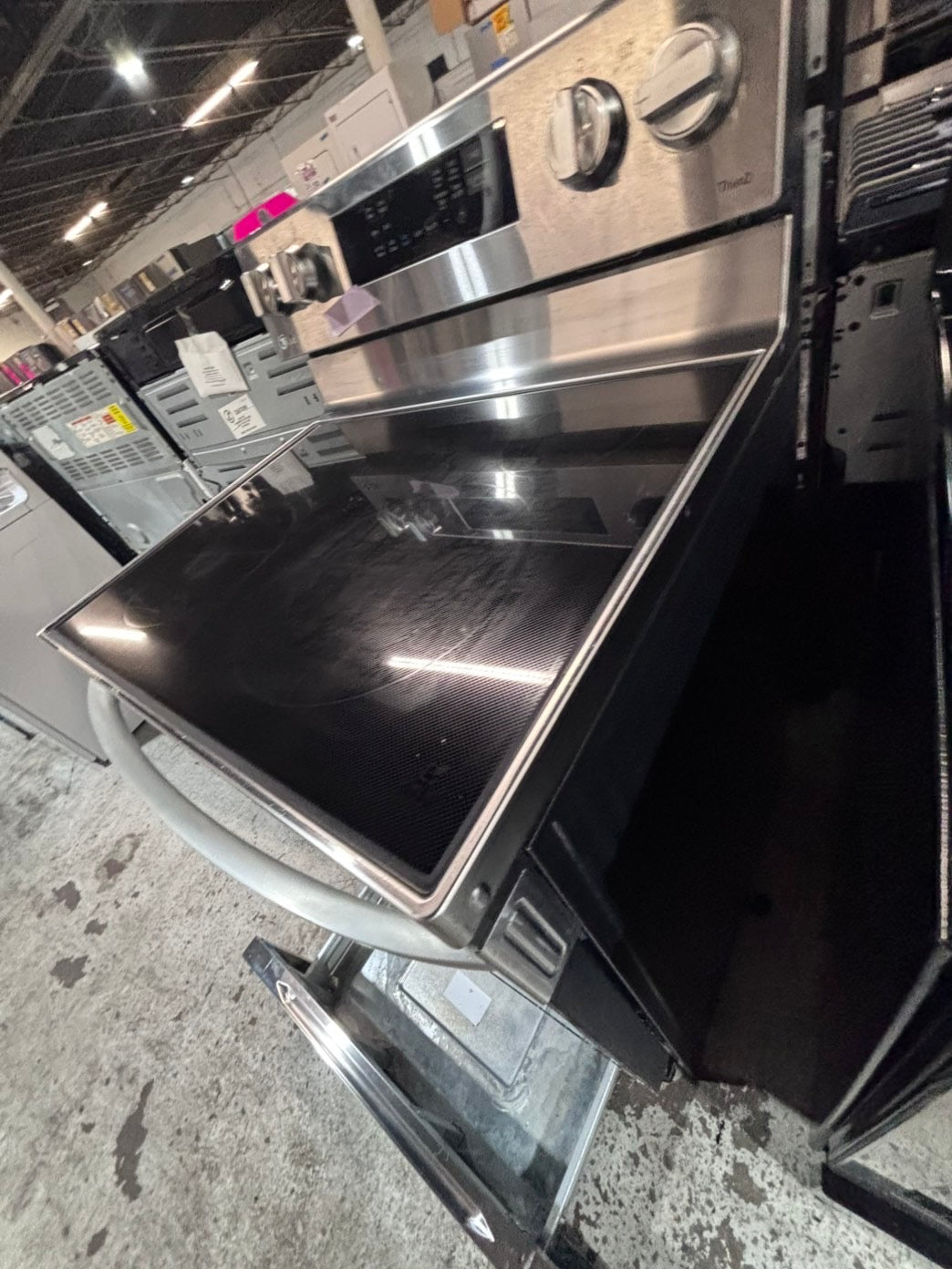 >*LG Air-fry Glass Top electric stove stainless steel convection oven bake broil 5 burner Self clean 30” used-Refurbished #ELGP51B