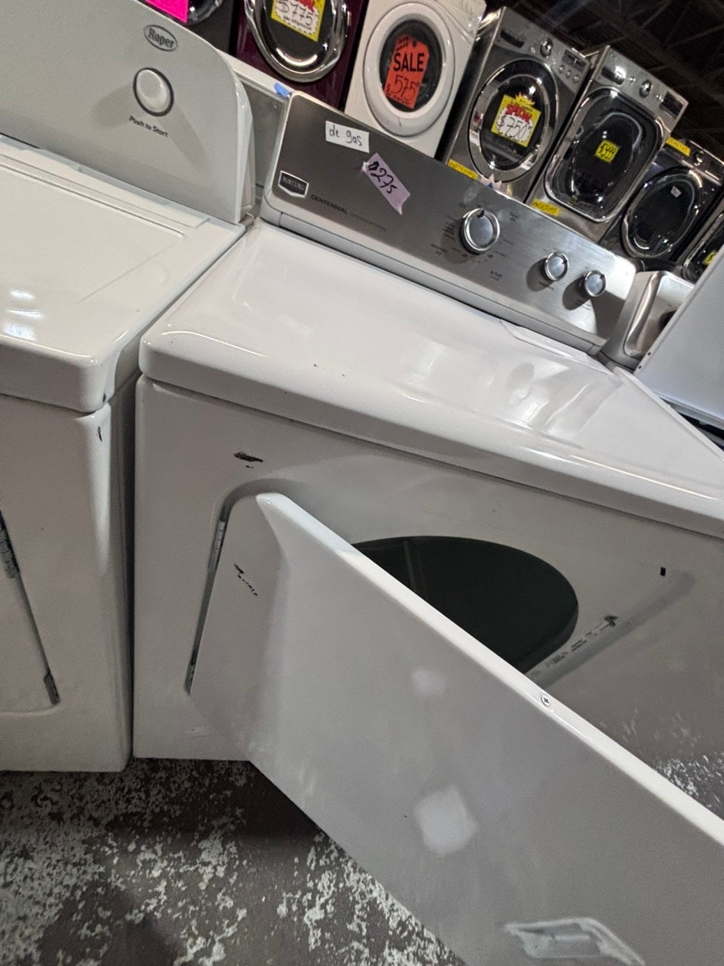 >*Maytag top load washing machine with agitator  & GAS dryer set 27” in #WD975BB used-Refurbished