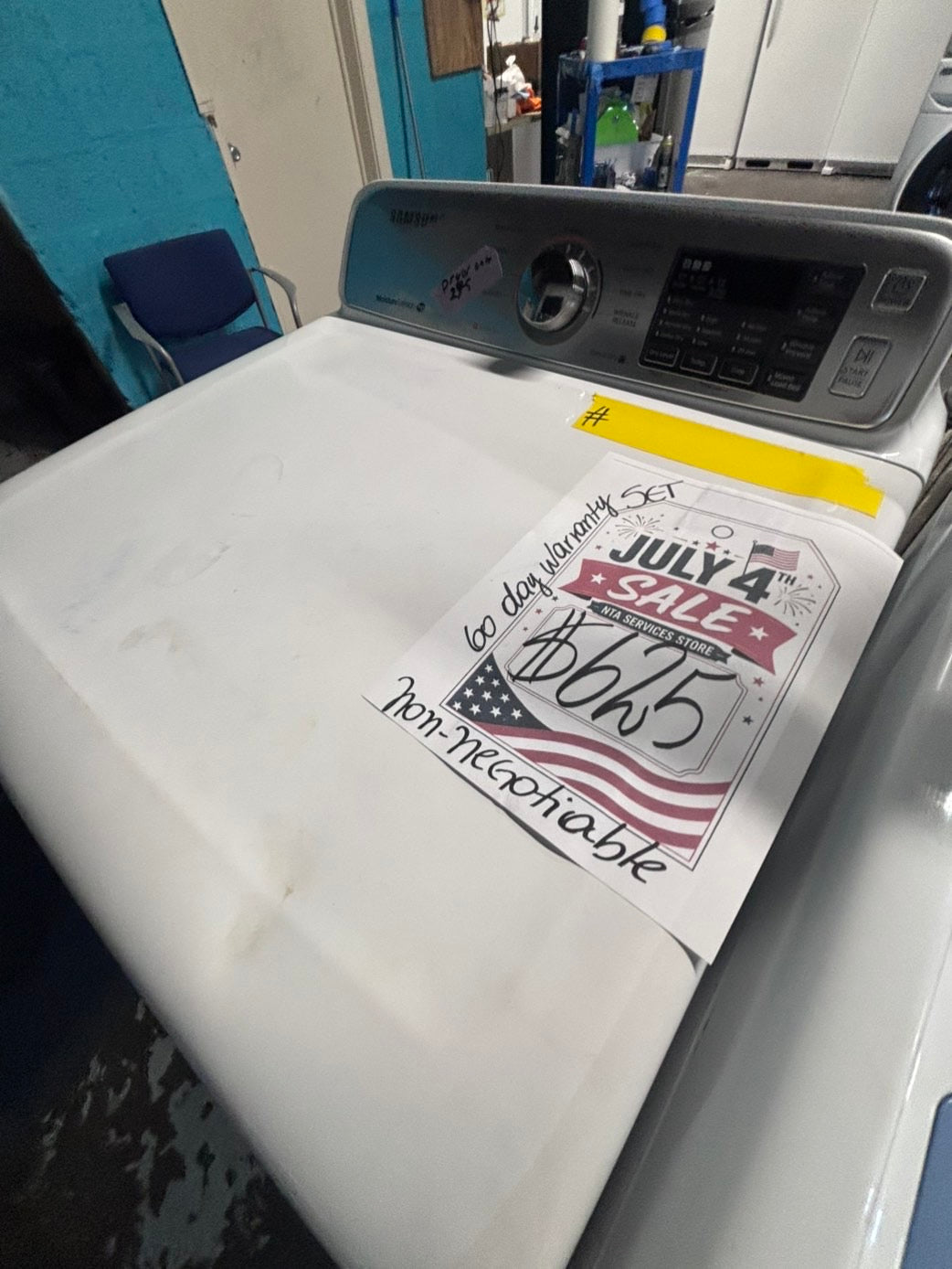 >*july 4th sale 🇺🇸samsung white  top top load washer large capacity & dryer set electric 220v side x side top load stainless steel drum white color used-refurbished #WSYH55B