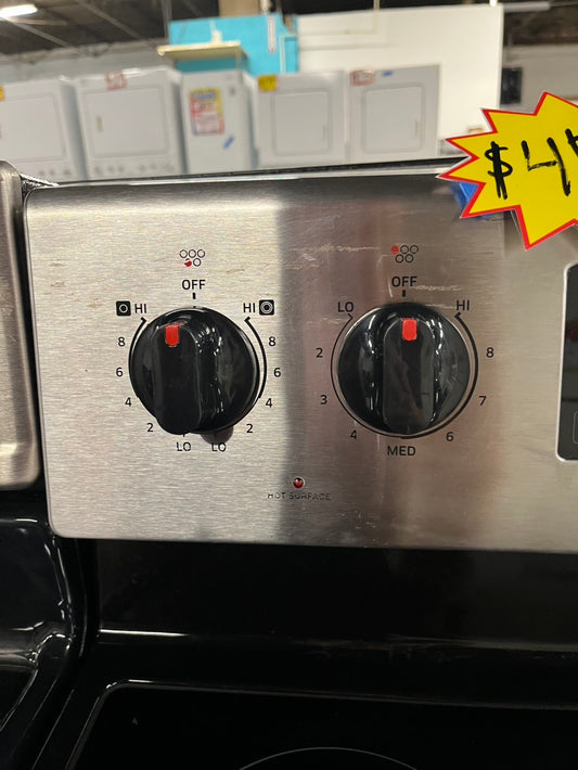 - Samsung glass top electric range 220v 5 burner warm zone convection bake roast broil steam clean Refurbished 30" #ER509FB