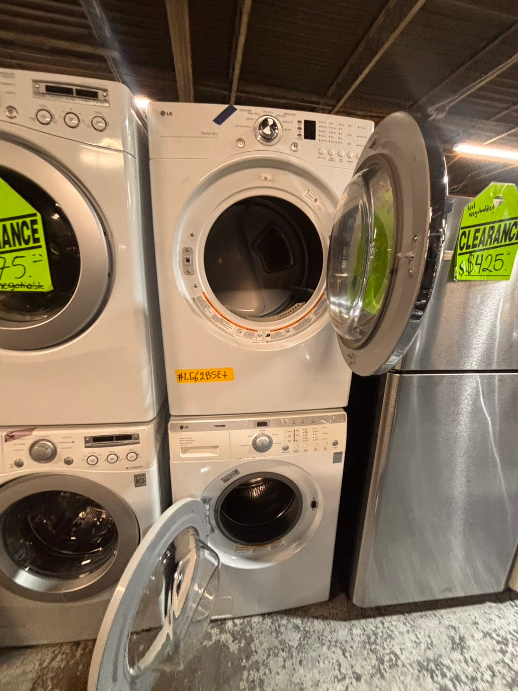 >* special🎉LG washer & dryer set electric 220v front load stackable or side by side - sensor dry in white  #WEZ15SET