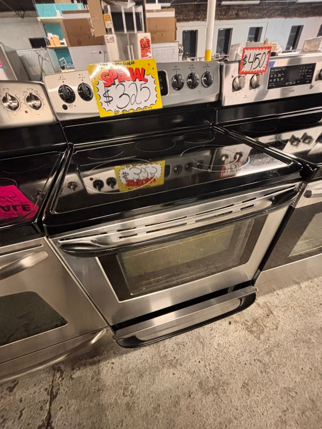 >sale🔥 Kenmore  Glass Top electric stove  bake broil 5 burner convection oven Self clean 30” stainless steel used-Refurbished #KEUP21B