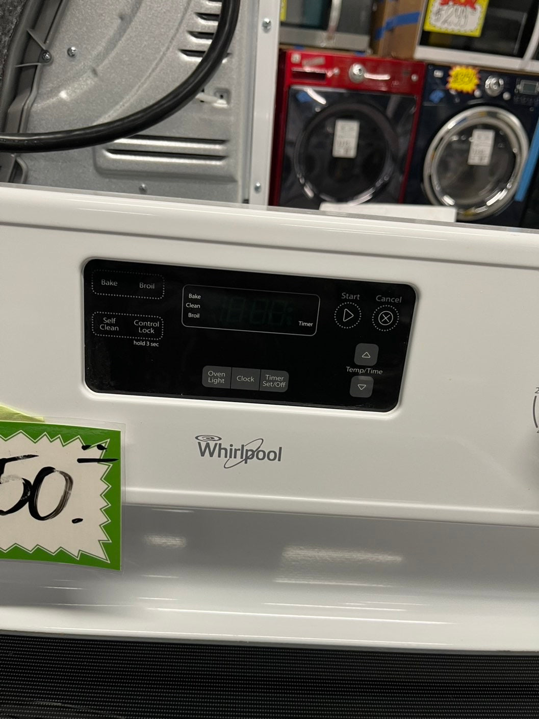 - Whirlpool electric range 4 burner bake broil frozen bake in white  30” #RF87NB