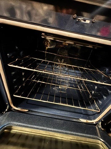 >Samsung glass top convection oven-electric range 220v 5 burner Tuscan color , warm zone bake broil fast boil ,used-Refurbished 30" #ESTQ55VB