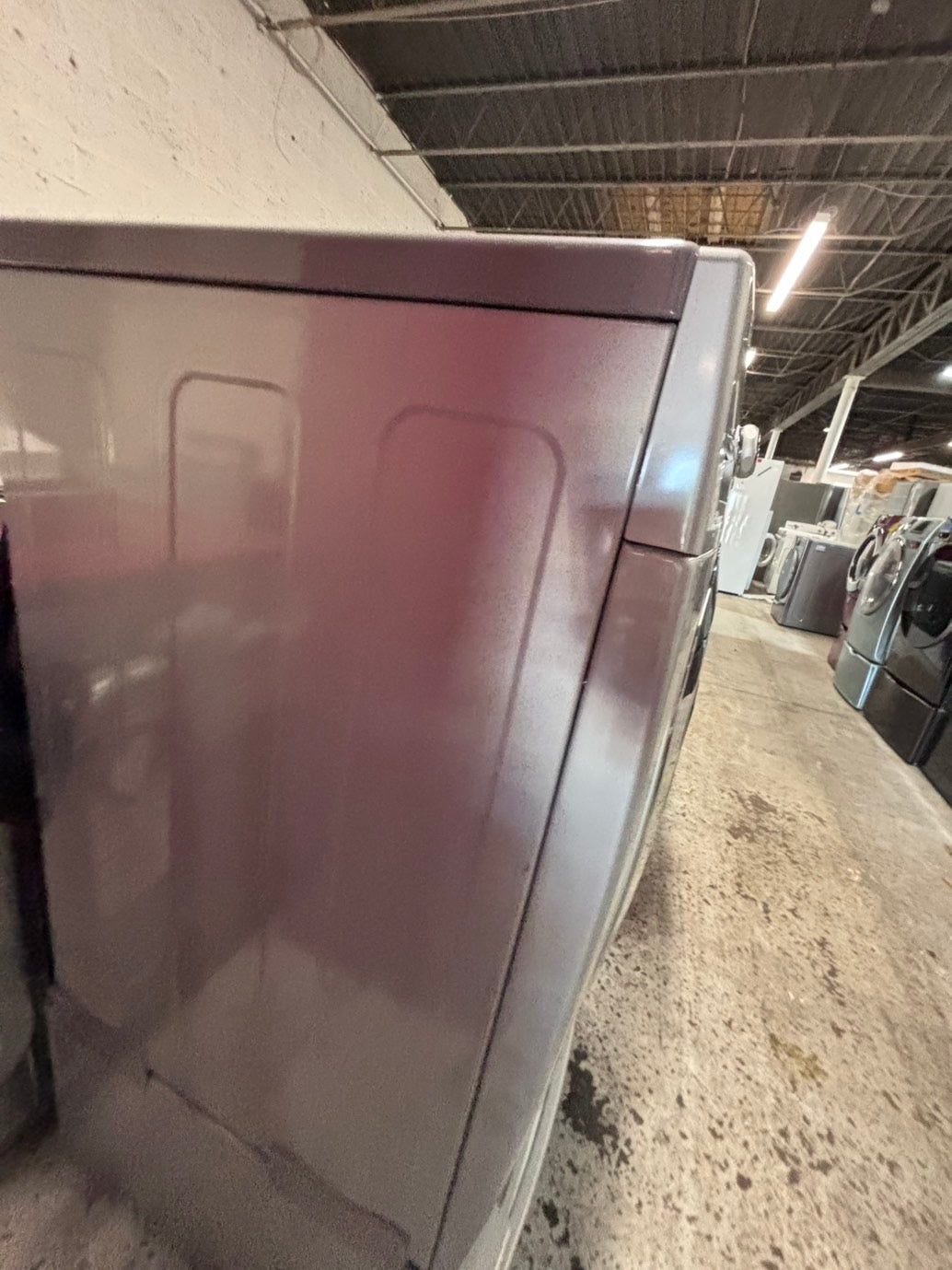 >*LG gray  Dryer electric 220v in front load w/pedestal extra storage stainless steel drum large capacity 27" used-refurbished #EGE44XB