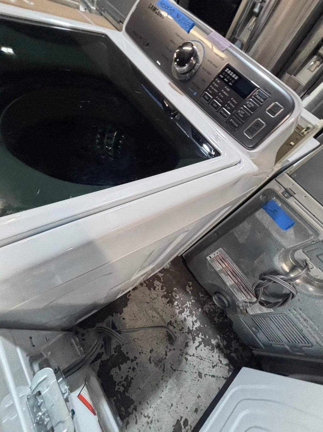 >*samsung white  top top load washer large capacity & dryer set electric 220v side x side top load stainless steel drum white color used-refurbished #W5Z6YB