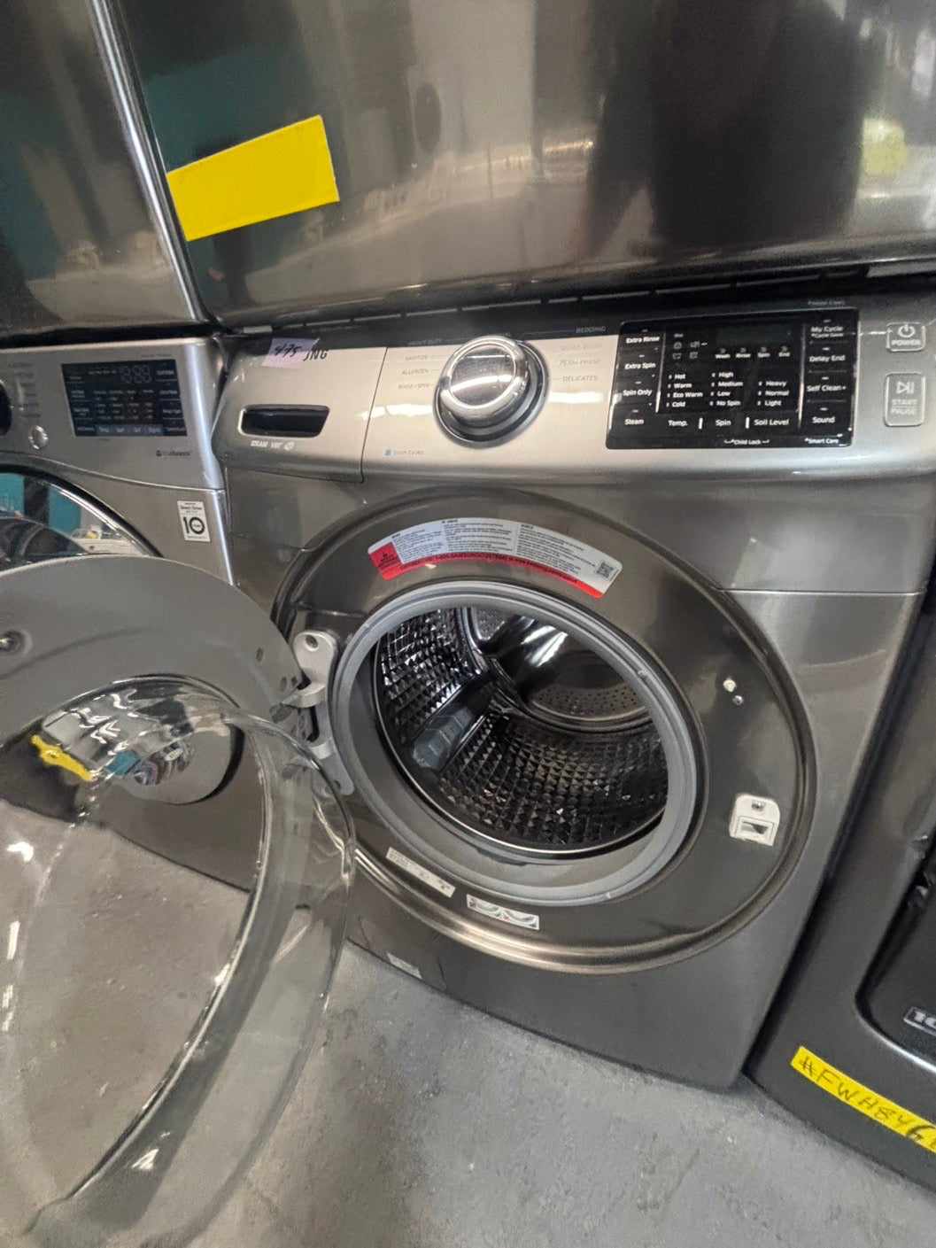 >*Samsung gray washer 4.5cu. ft. Large capacity, & electric dryer set in great condition 27” stackable or side by side  used-refurbished  #SFL23TB