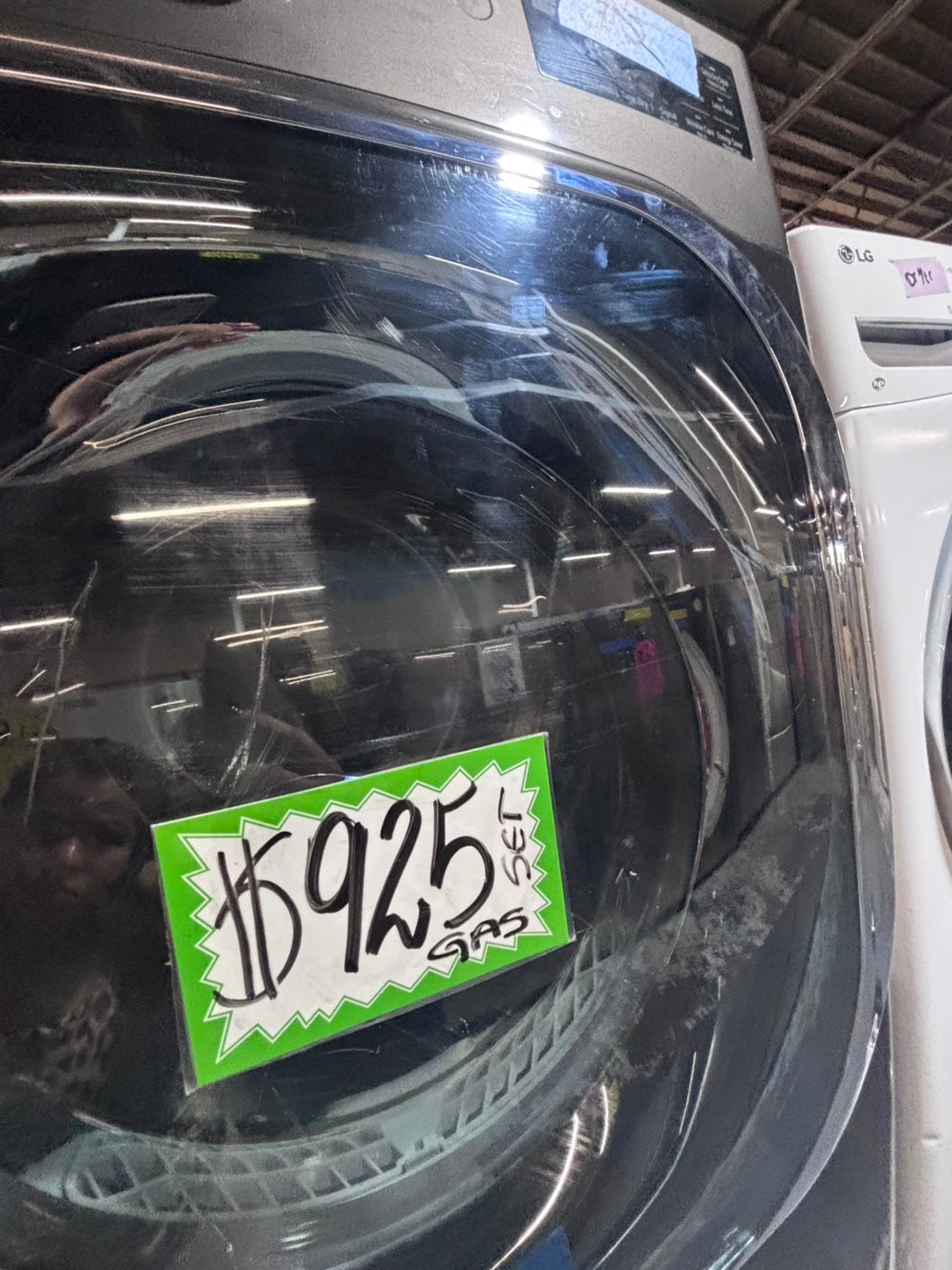 >*used great condition 29”refurbished LG steam washer & dryer mix & match set gas ⛽️ front load jumbo size stackable or side by side stainless steel drum 29" #WEA6G9B