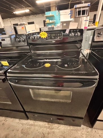 >kenmore Glass Top electric stove black bake broil 4 burner Self clean 30” black used-Refurbished #ELKT61B