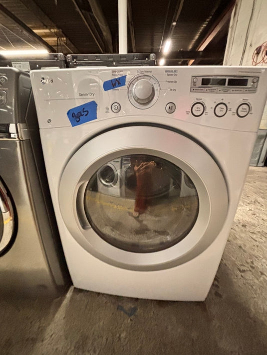 >LG  front load stackable GAS dryer in white , stainless steel drum 27" #EWY71B