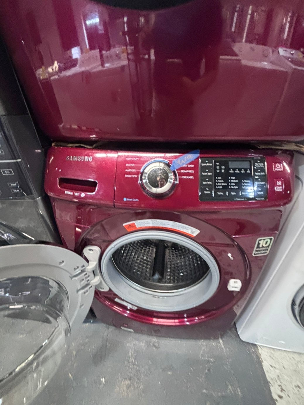 >*July 4th sale🇺🇸Samsung steam ENERGY STAR washer 4.5 cu ft & dryer 7.5 cu ft set electric steam 220v front load stackable or side by side - sensor dry ,burgundy color #BGC4Q1SET
