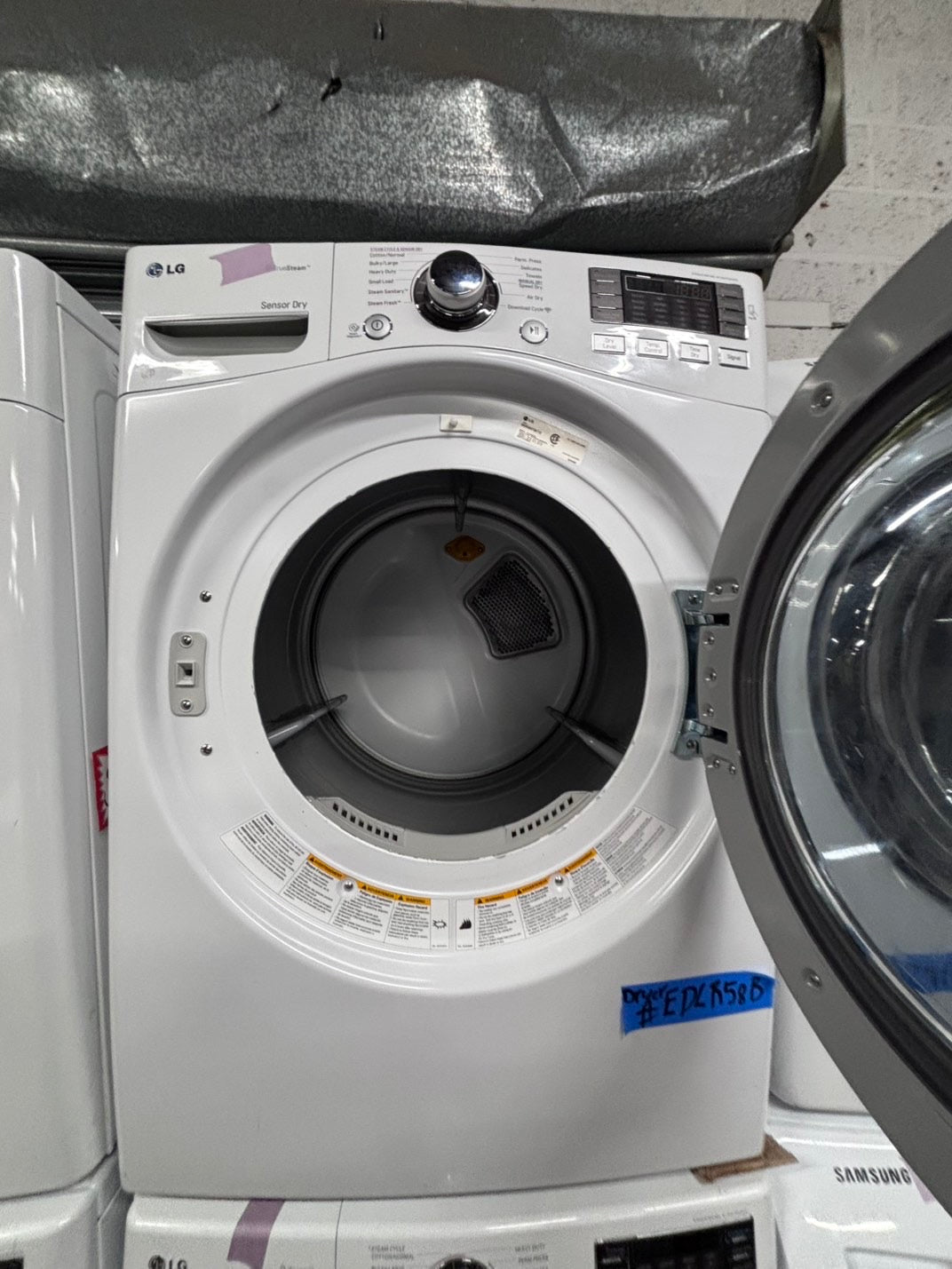 >LG washer 4.5 cu ft & steam dryer 7.5 cu ft set electric 220v front load stackable or side by side - sensor dry He in white   #WM51B