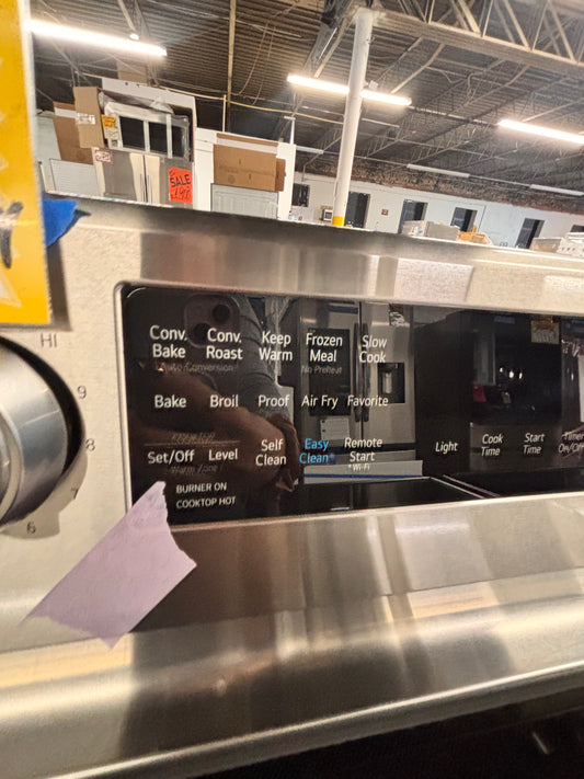 >LG Air-fry Glass Top electric stove stainless steel convection oven bake broil 4 burner Self clean 30” used-Refurbished #WZX223B