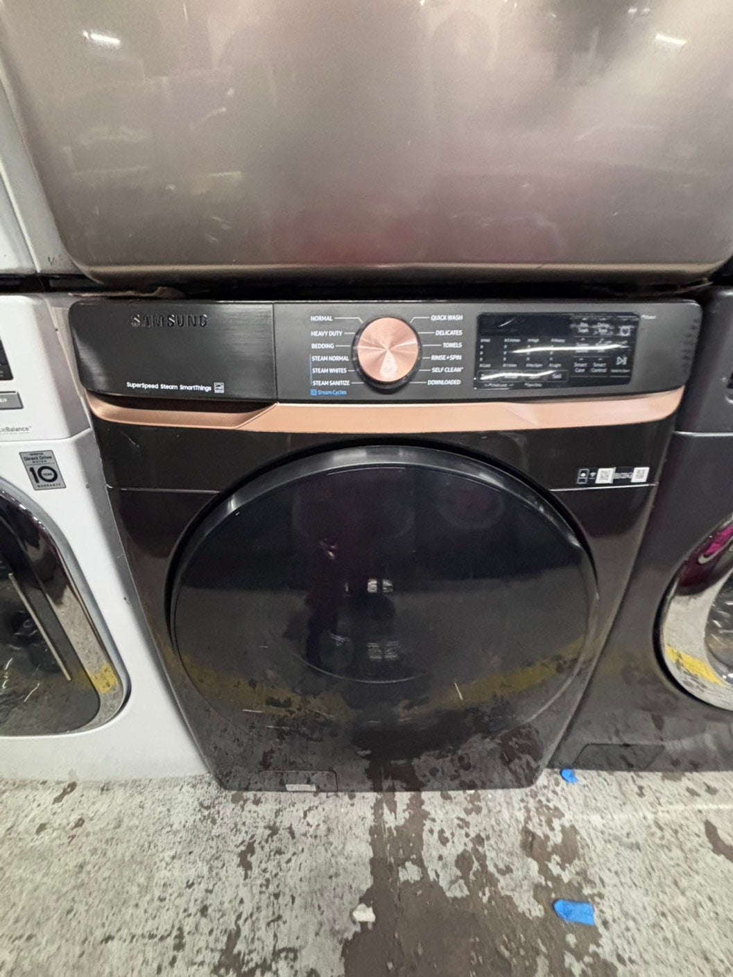 >samsung  front load washer 4.5 cu ft & dryer 7.5 cu ft set electric 220v front load stackable or side by side - sensor dry He in gray   #WDGY6B