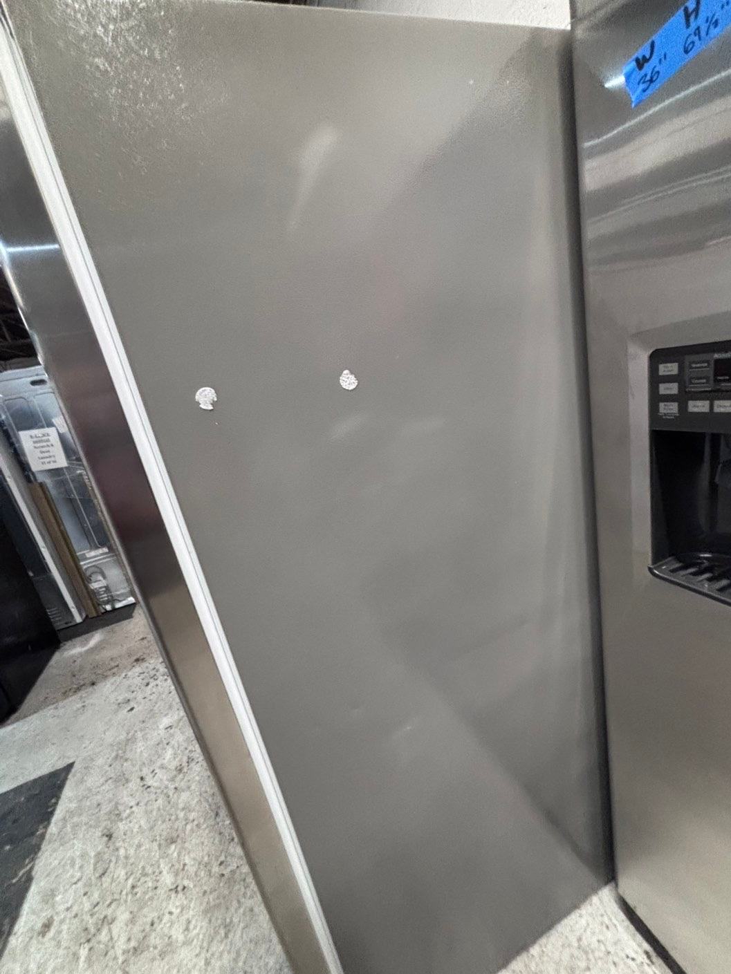 >*36” x 69h GE side by side Refrigerator and freezer stainless steel w/ice water dispenser 36” #SBS36ZB